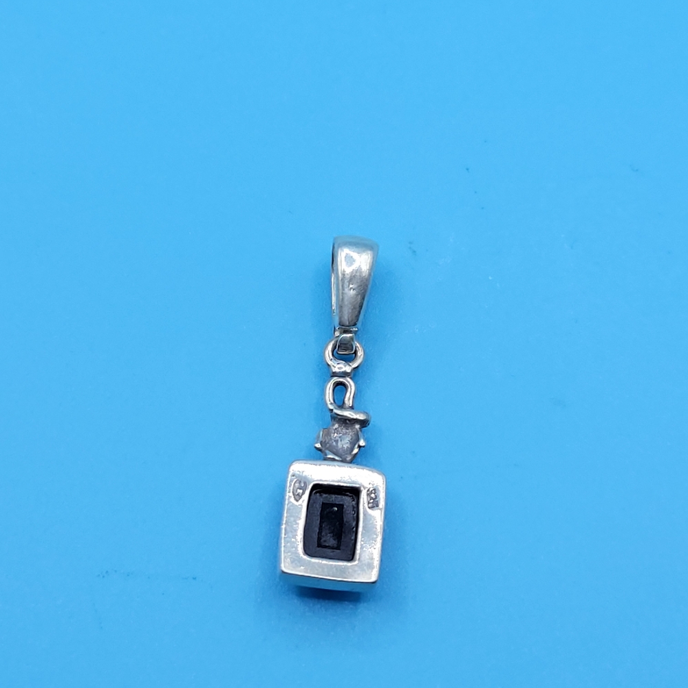 Sterling Silver Small Amber Rectangle Necklace Pe… - image 8